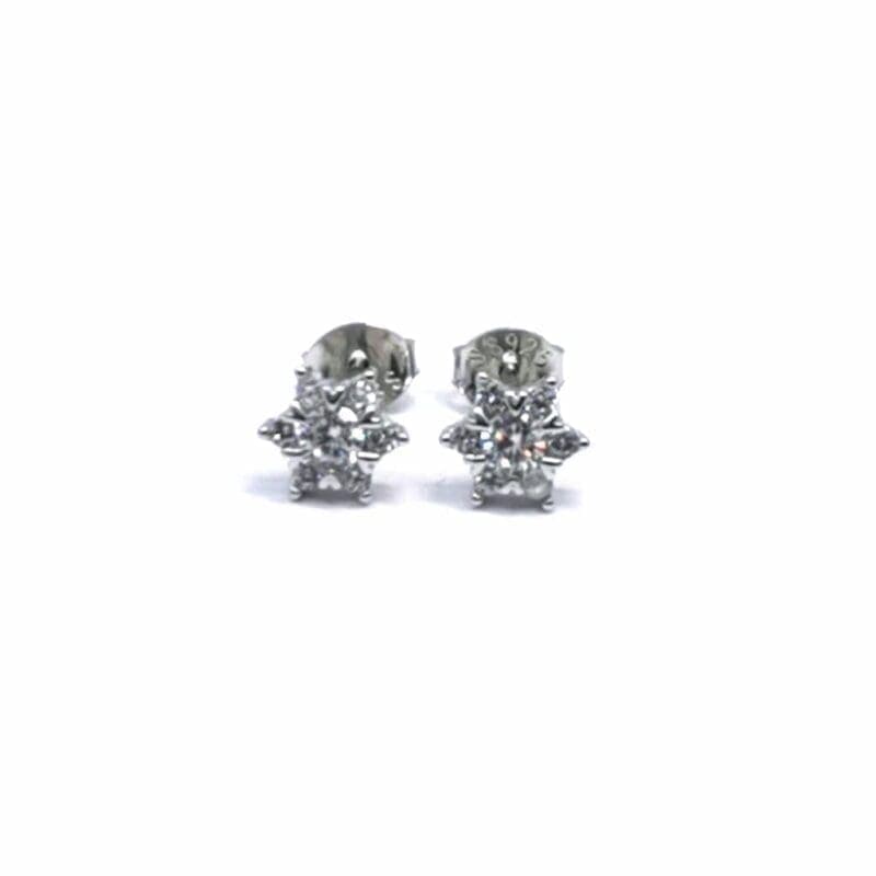 Pendientes de plata piedra blanca flor 1