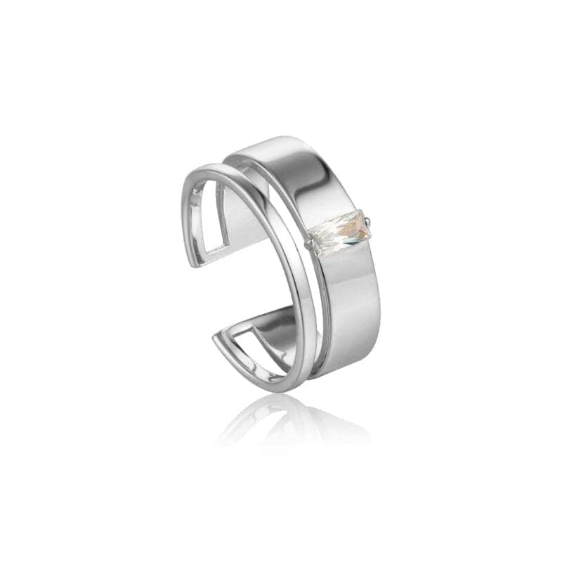 Anillo de plata brillante ancho ajustable 1