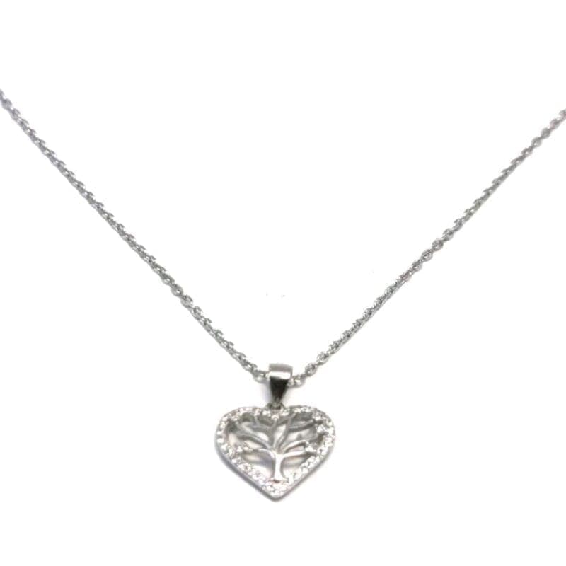 Cadena de plata con piedra blanca árbol de la vida colgante 1