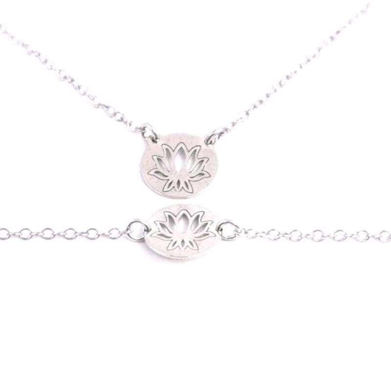 Pulsera de plata loto flor cadena con 1