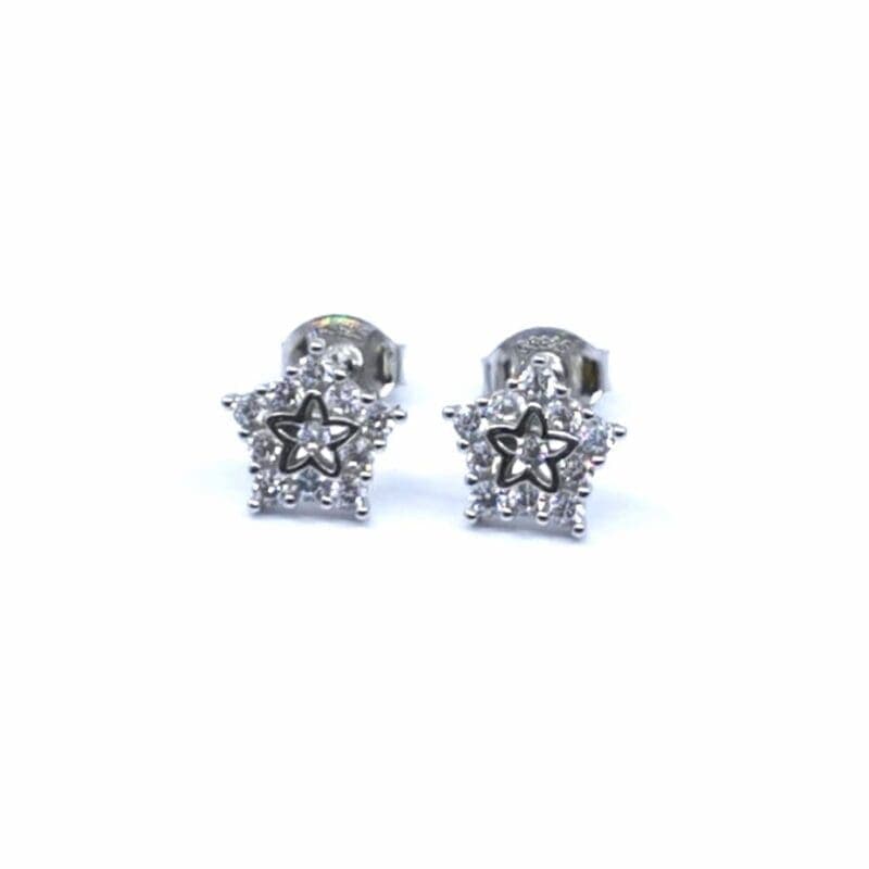 Piedra blanca pendientes de plata estrella 1