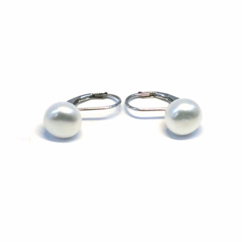 Perla pendientes de plata con cierre de presión 1