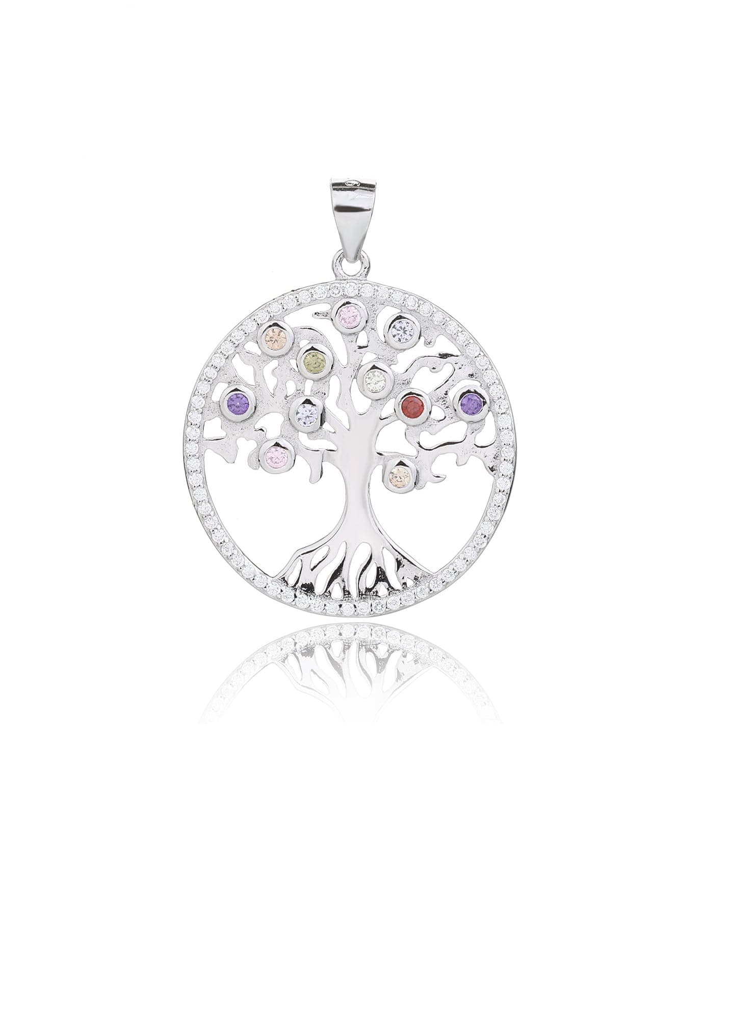 Colgante de plata árbol de la vida con de color piedras 1