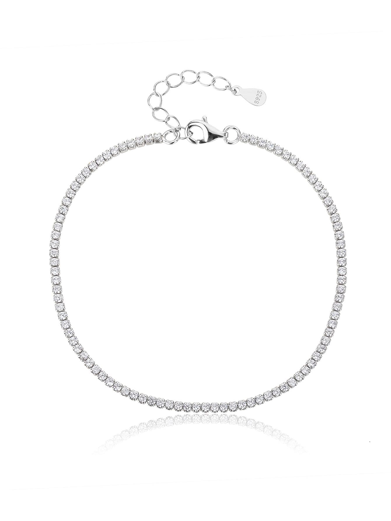 Engastado con circonita pulsera tennis, plata AG 925 con baño de rodio (16.5 + 3.5 cm) 1