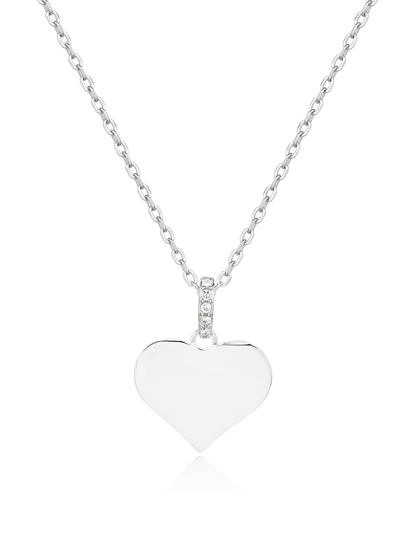 Grabable corazón collar con colgante con piedras de circonita cúbica, plata AG 925 con baño de rodio (40+5 cm) 1