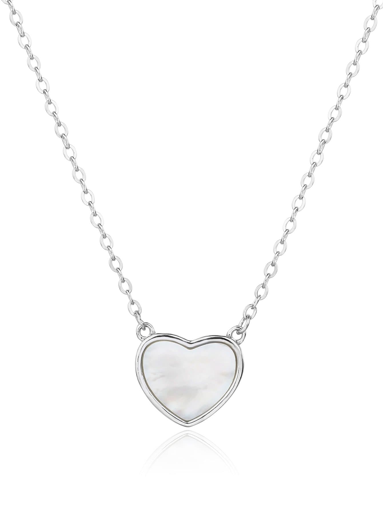 En forma de corazón collar con colgante con nácar incrustación, plata AG 925 con baño de rodio (44+4 cm) 1