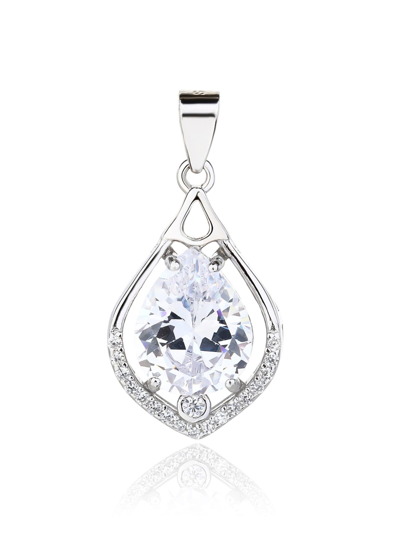 Llamativo blanco circonita colgante, plata AG 925 con baño de rodio 1