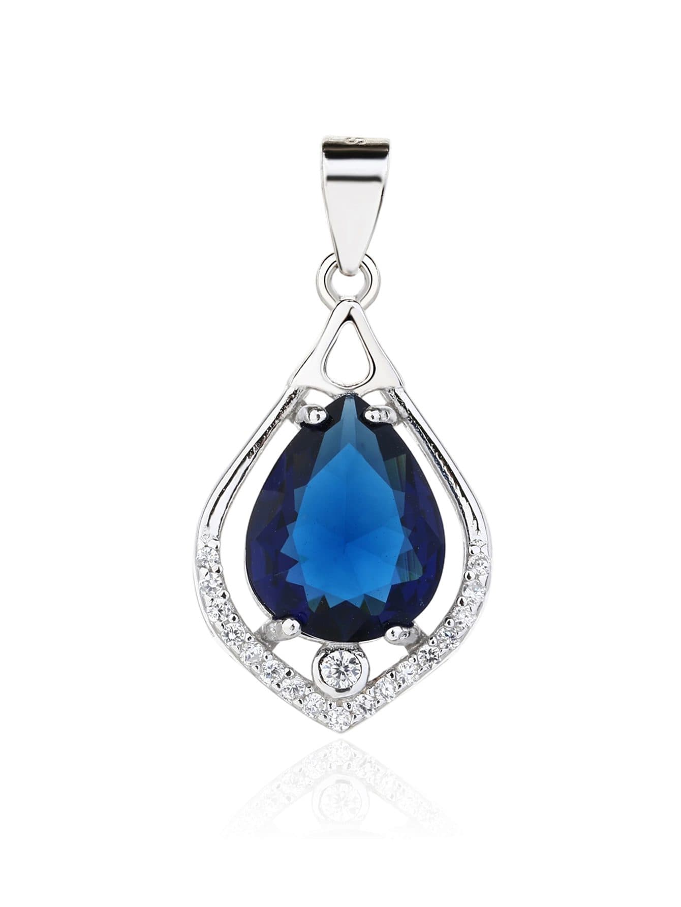 Azul oscuro circonita colgante, plata AG 925 con baño de rodio 1