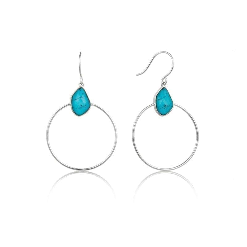 Ania Haie pendientes de plata de aro con turquesa piedras 1