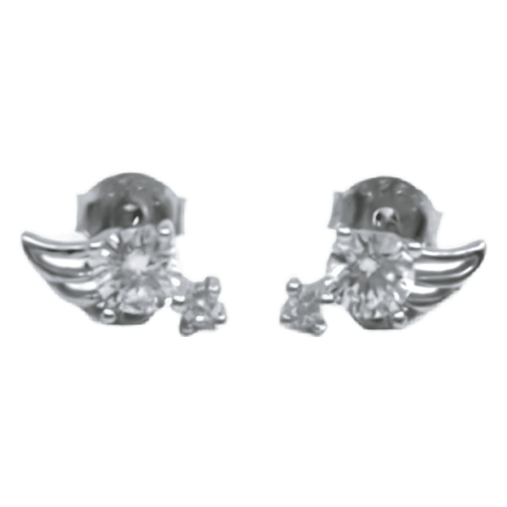 Plata piedra blanca ala de ángel pendientes 1
