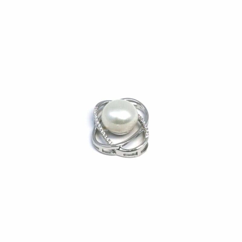 Colgante de plata piedra blanca cuenta diseño 1