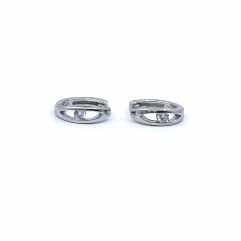 Pendientes de plata piedra blanca pequeño de aro 1