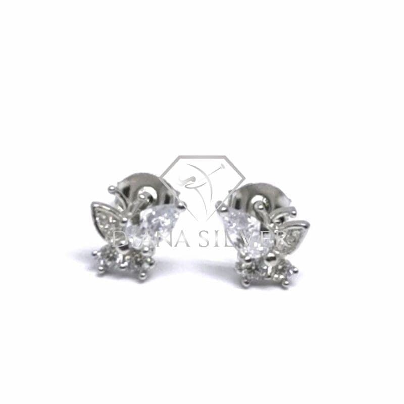 Pendientes de plata piedra blanca mariposa 1