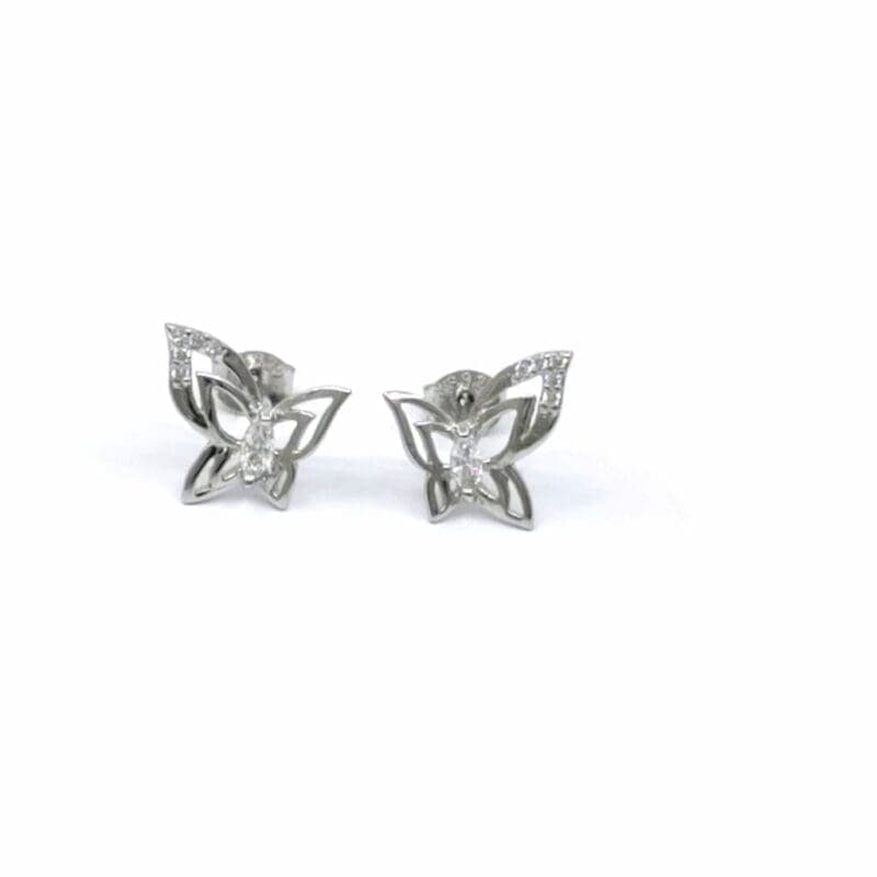 Pendientes de plata piedra blanca mariposa 1