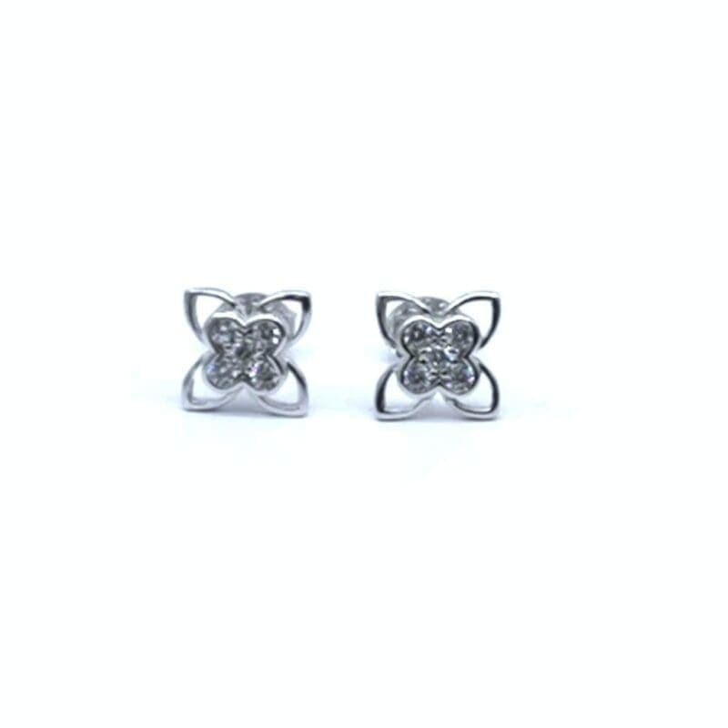 Pendientes de plata piedra blanca flor 1
