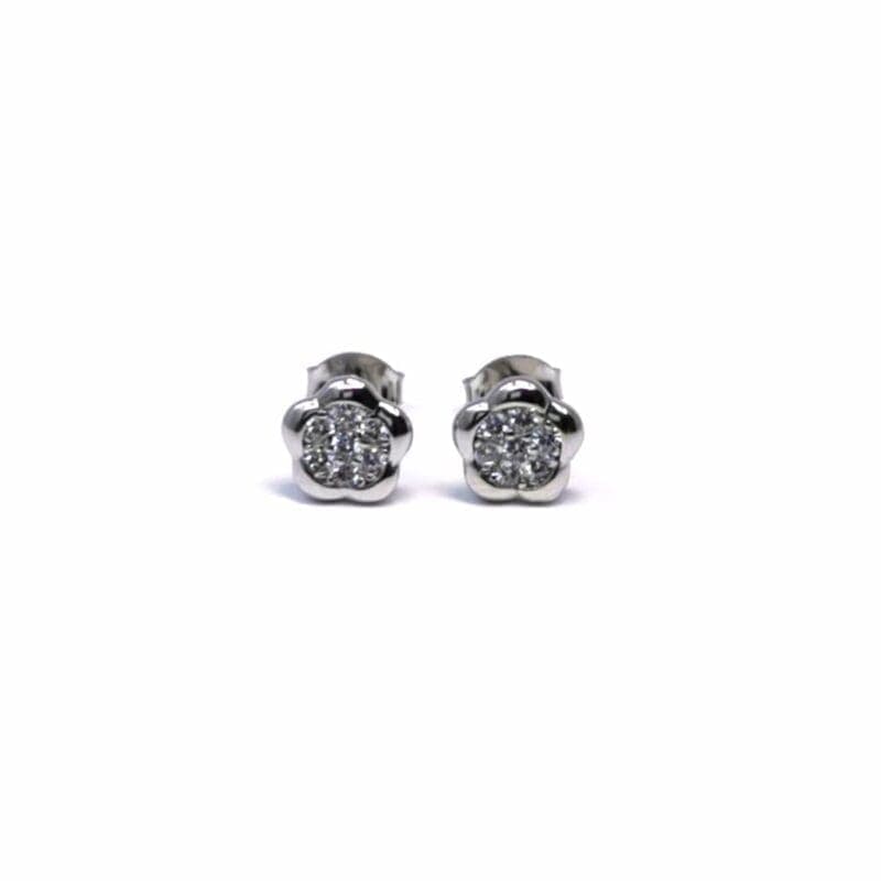 Pendientes de plata piedra blanca flor 1