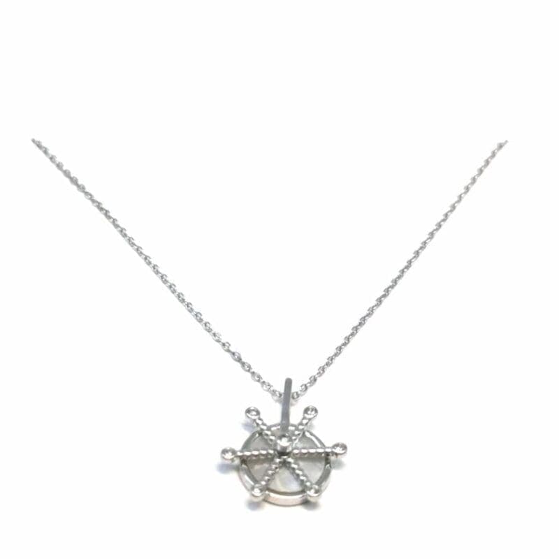 Cadena de plata con perla piedra blanca barco asa colgante 1