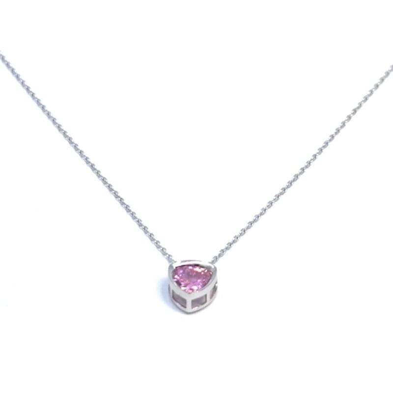 Colgante de plata cadena con piedra rosa 1