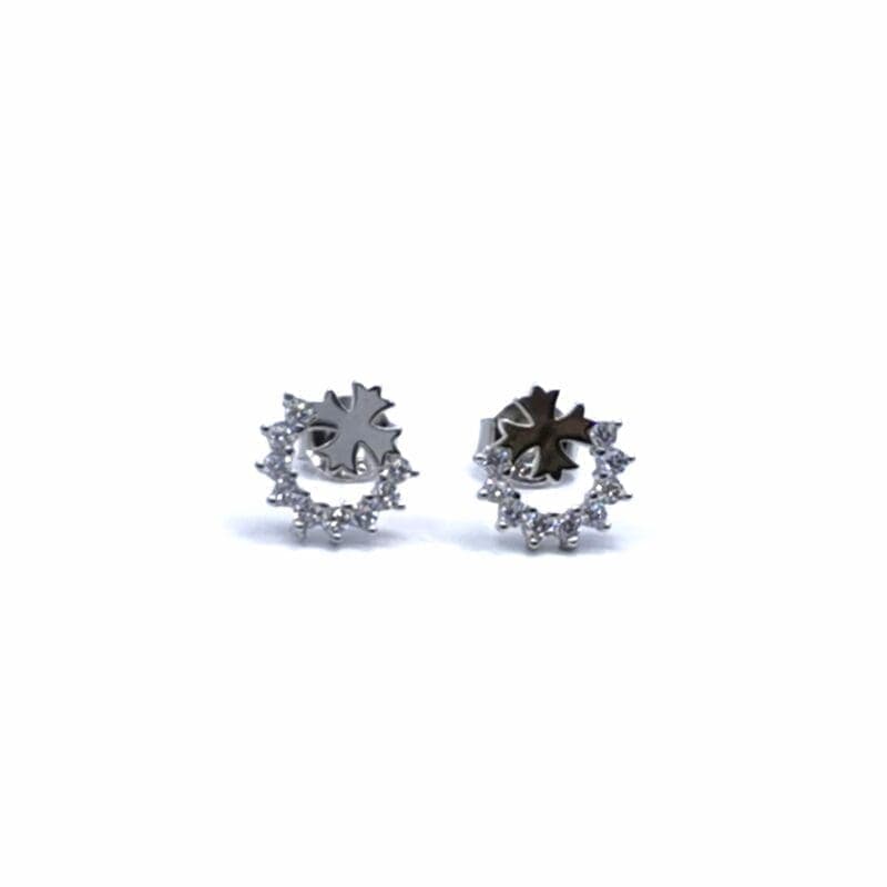 Pendientes de plata maltesa cruz piedra blanca 1
