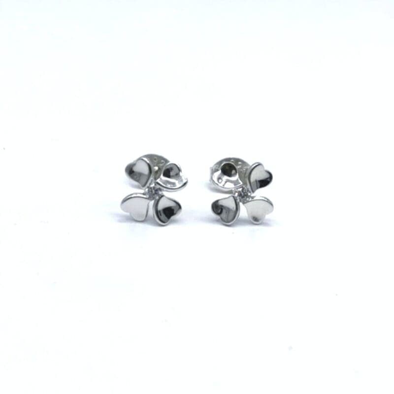 Pendientes de plata trébol de cuatro hojas con piedras blancas 1