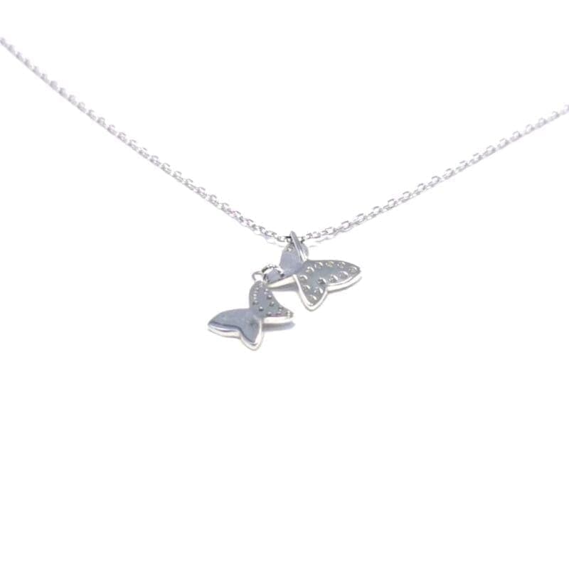 Colgante de plata mariposa collar con con piedras blancas 1