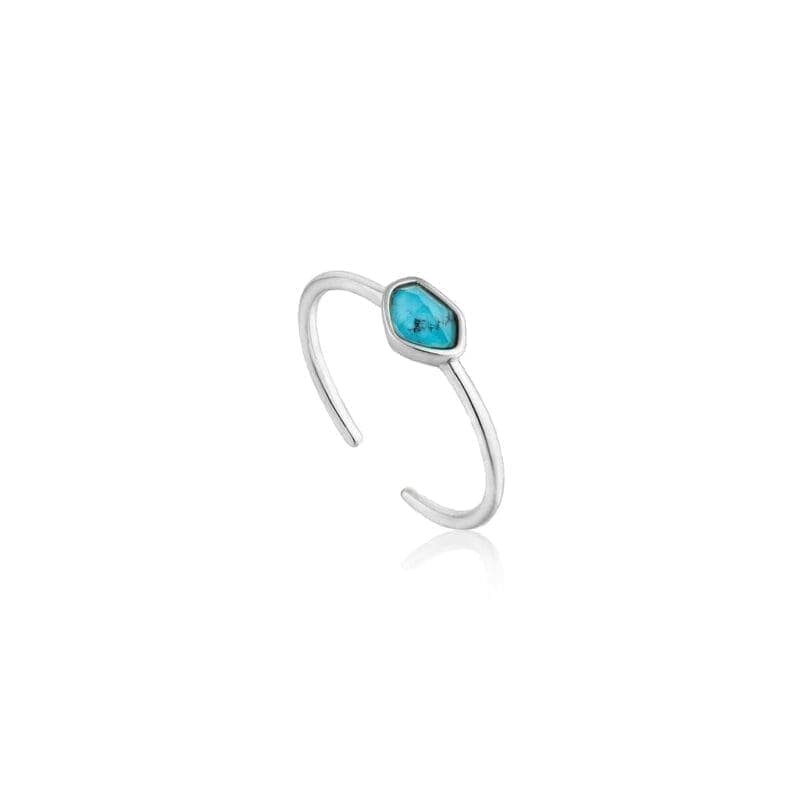 Turquesa ajustable anillo de plata 1