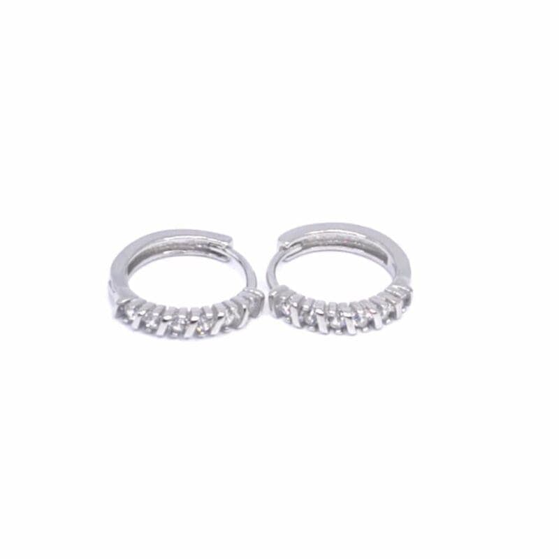 Pendientes de plata piedra blanca pequeño de aro 1