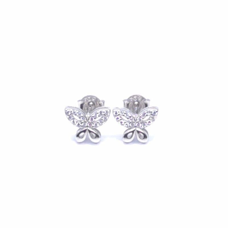 Plata de ley 925 piedra blanca mariposa pendientes 1