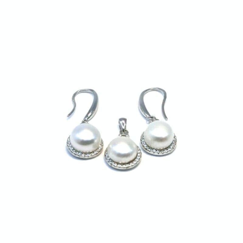 Piedra blanca con cuentas colgante de plata pendientes colgantes con 1