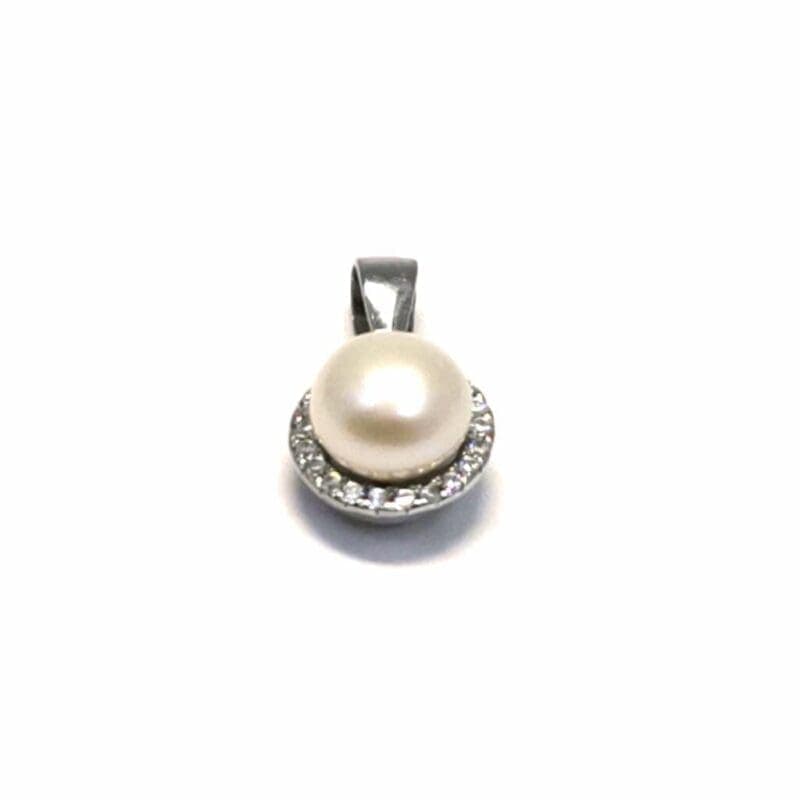Piedra blanca con cuentas colgante de plata 1