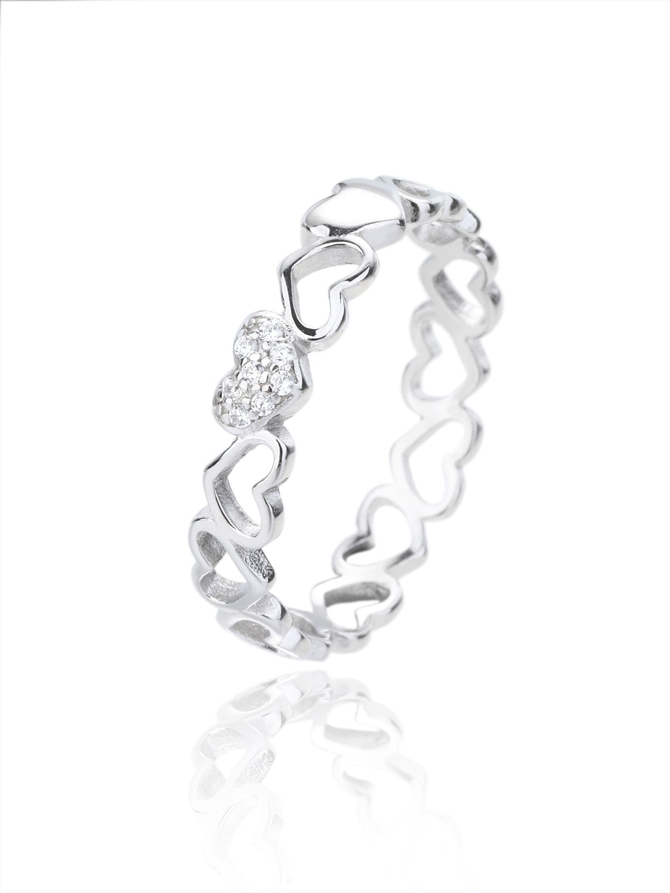 Anillo de plata motivo de corazón con circonita cúbica decoración 1