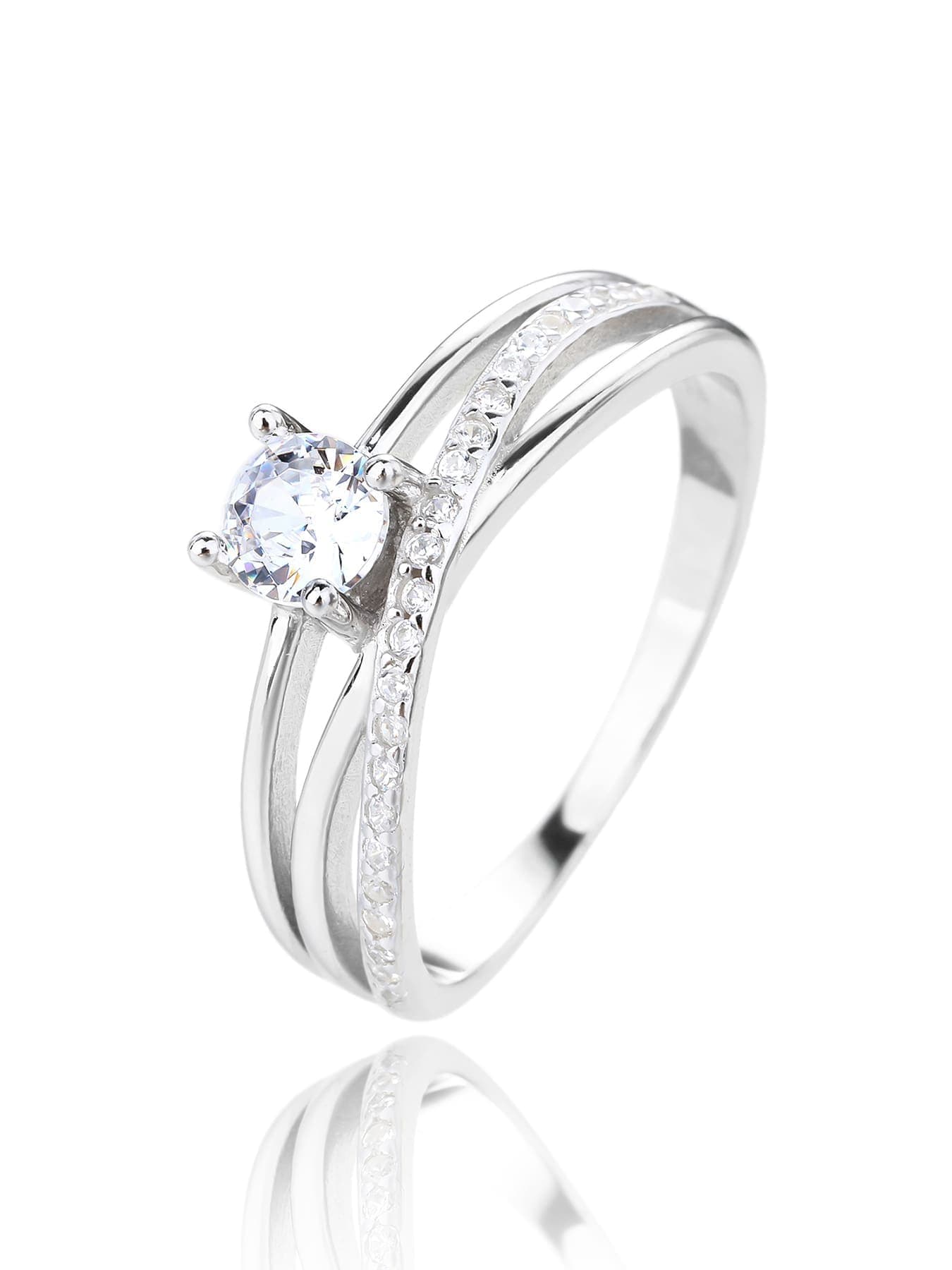 Anillo de plata de compromiso con blanco piedras de circonita cúbica 1