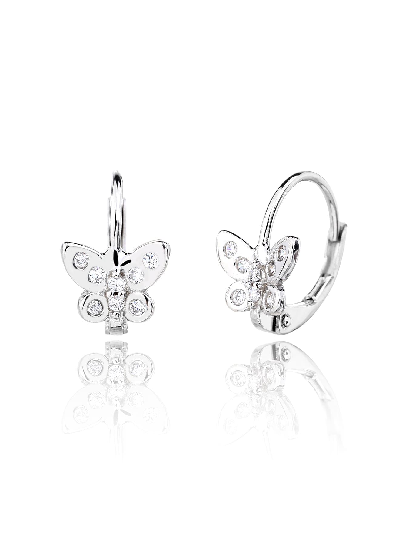 Pendientes de plata mariposa con piedras de circonita cúbica 1