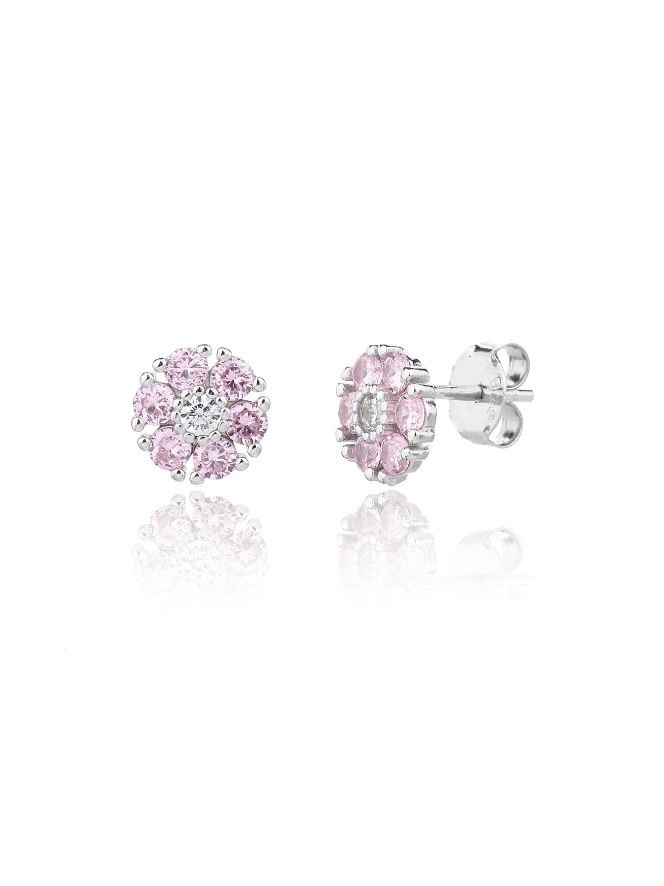 Rosa pendientes de plata flor 1