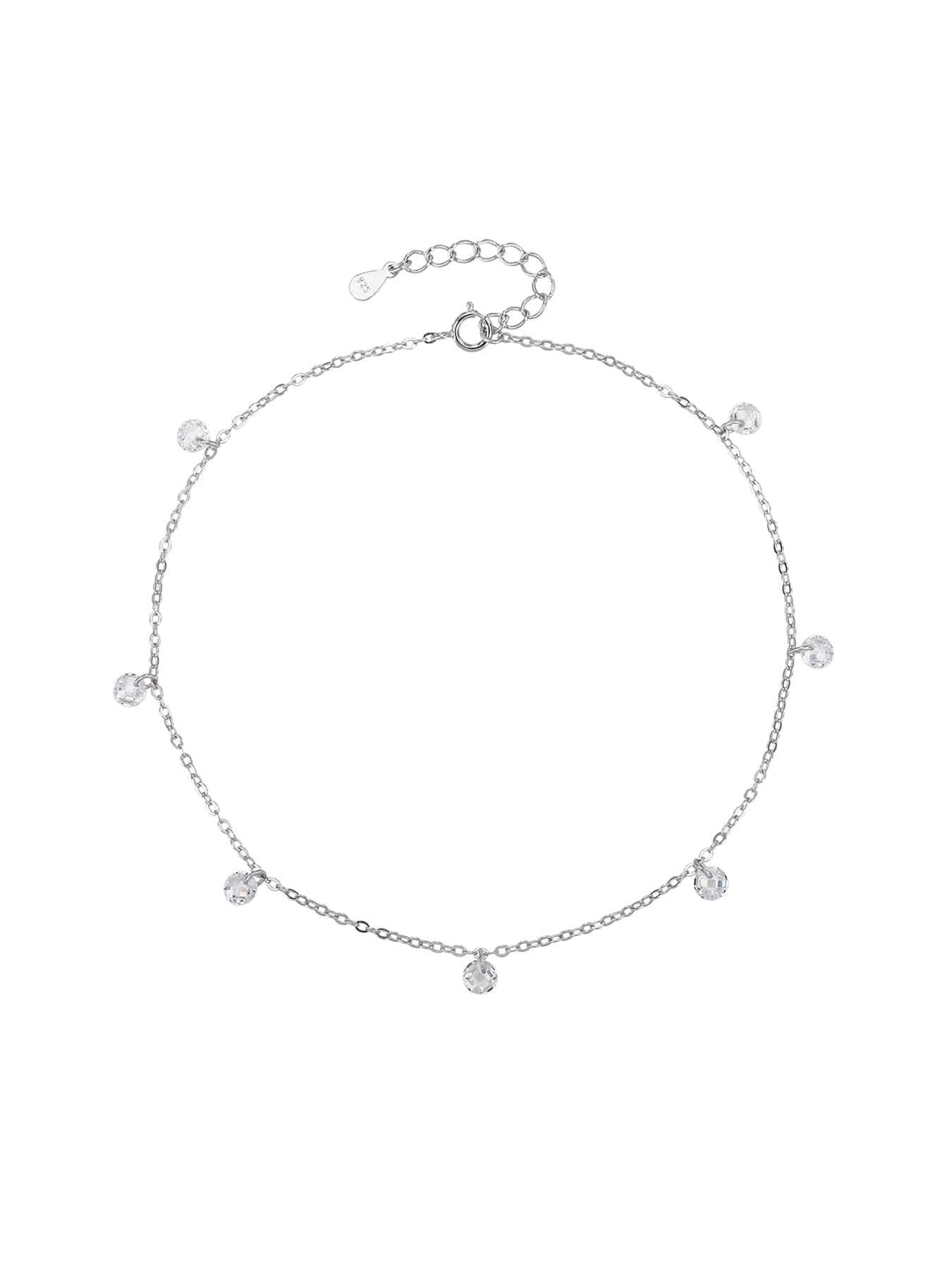 Tobillera de plata con blanco piedras de circonita (24+4 cm) 1