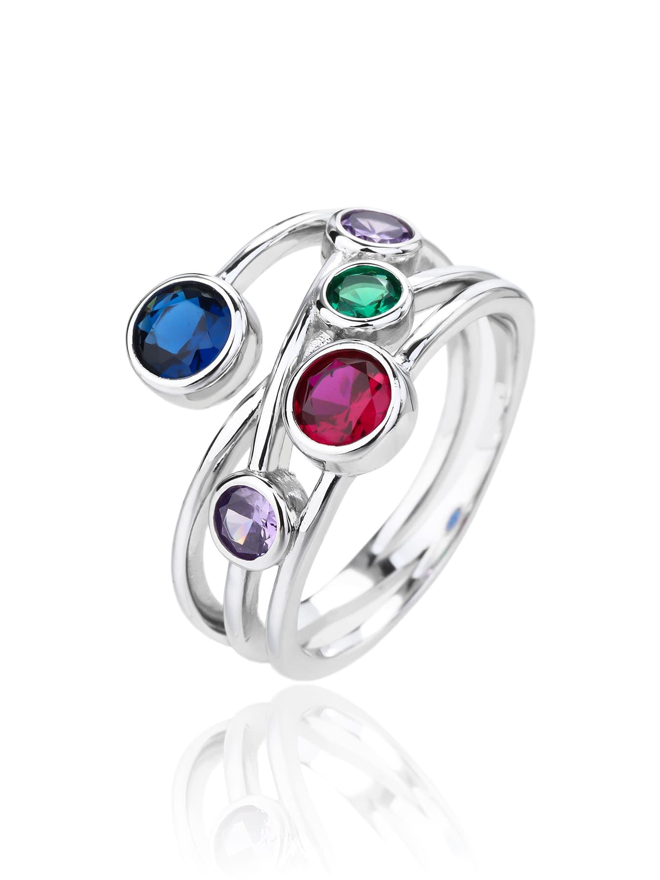 Anillo de plata diseño con de color piedras de circonita cúbica 1