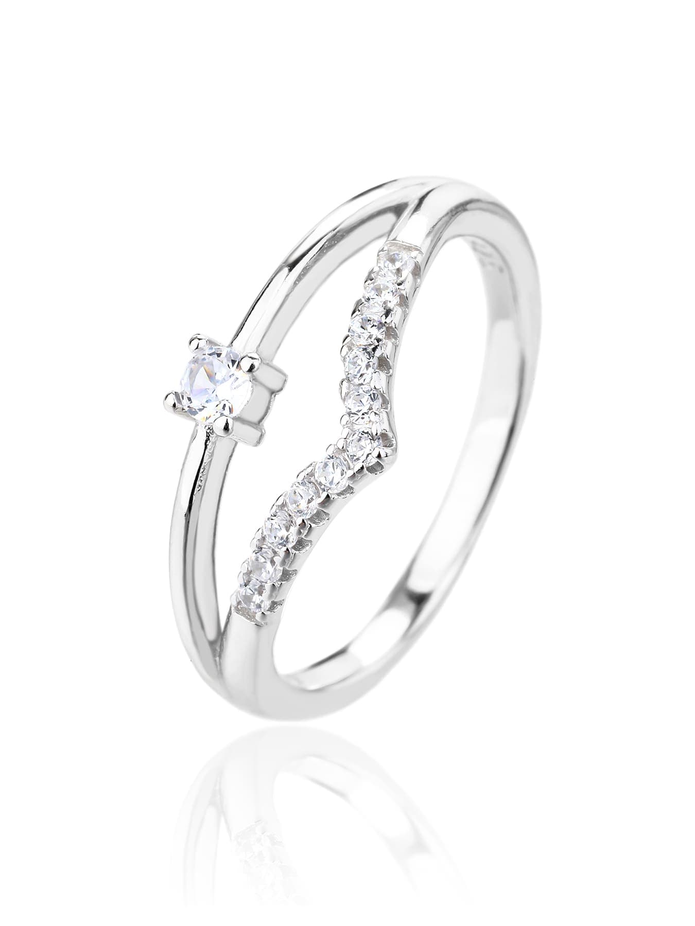 Anillo de plata de compromiso con blanco piedras de circonita cúbica 1