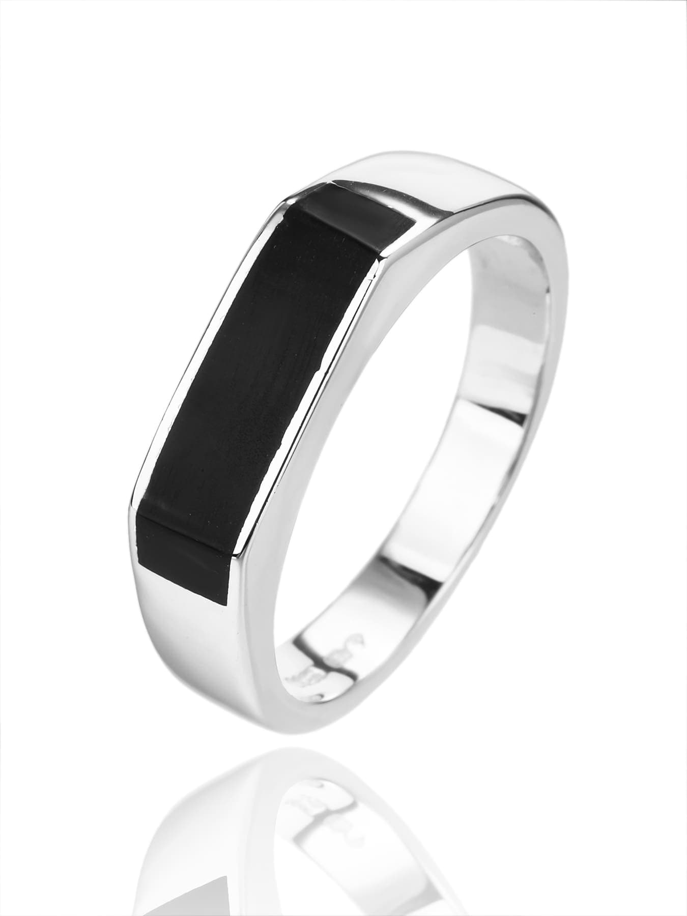 Plata de hombre's anillo con ónix incrustación 1