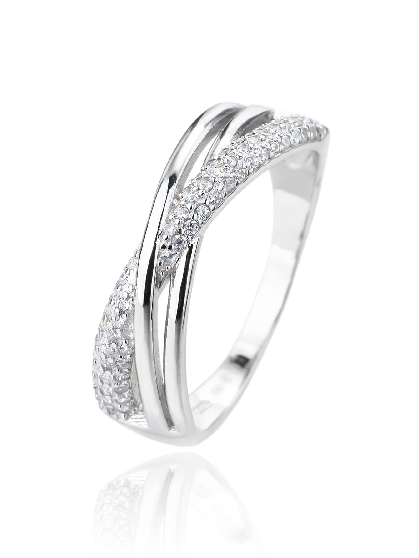 Anillo de plata micro conjunto diseño con blanco piedras de circonita cúbica 1