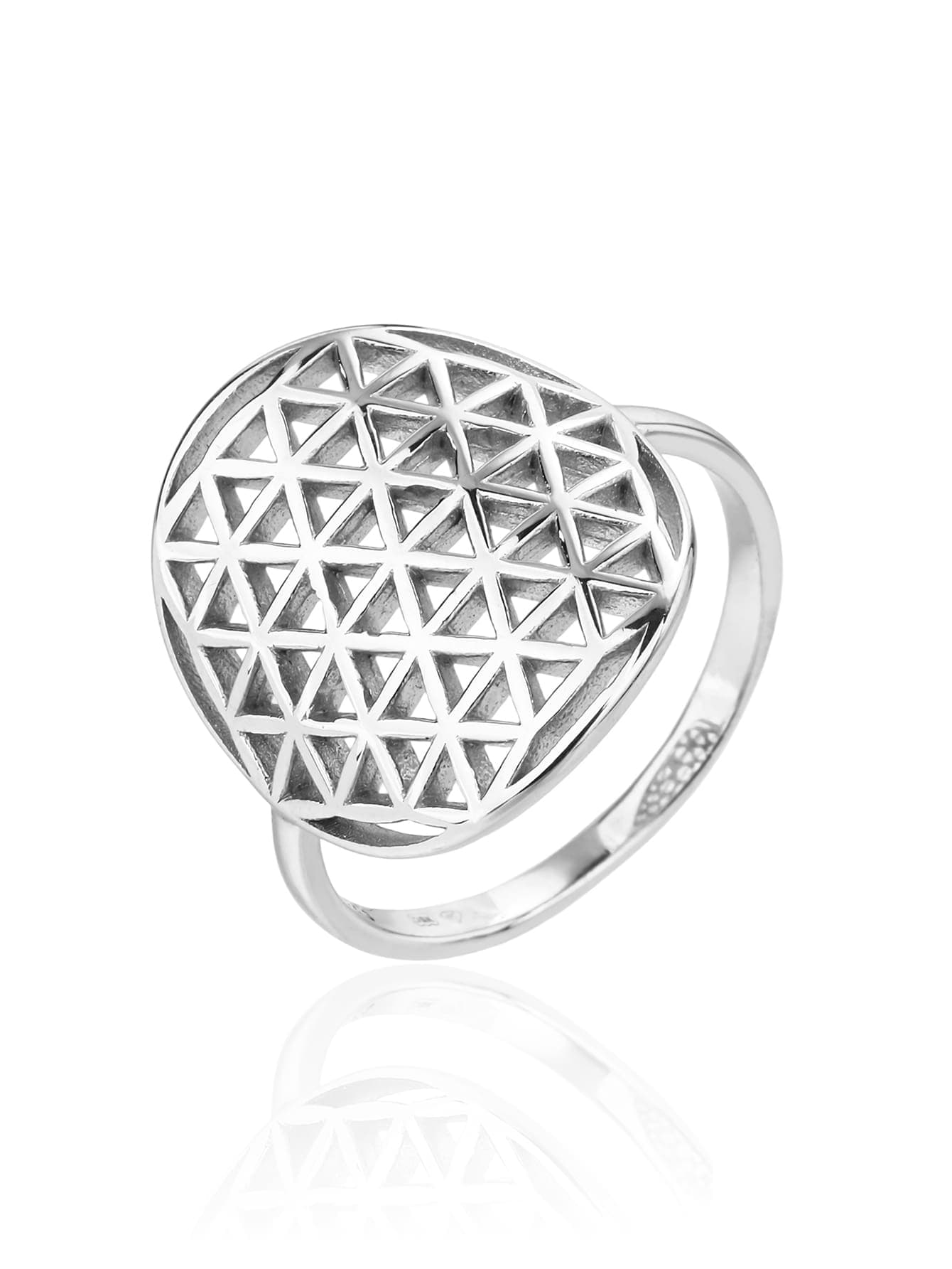 Anillo de plata de señora con flor de la vida motivo 1