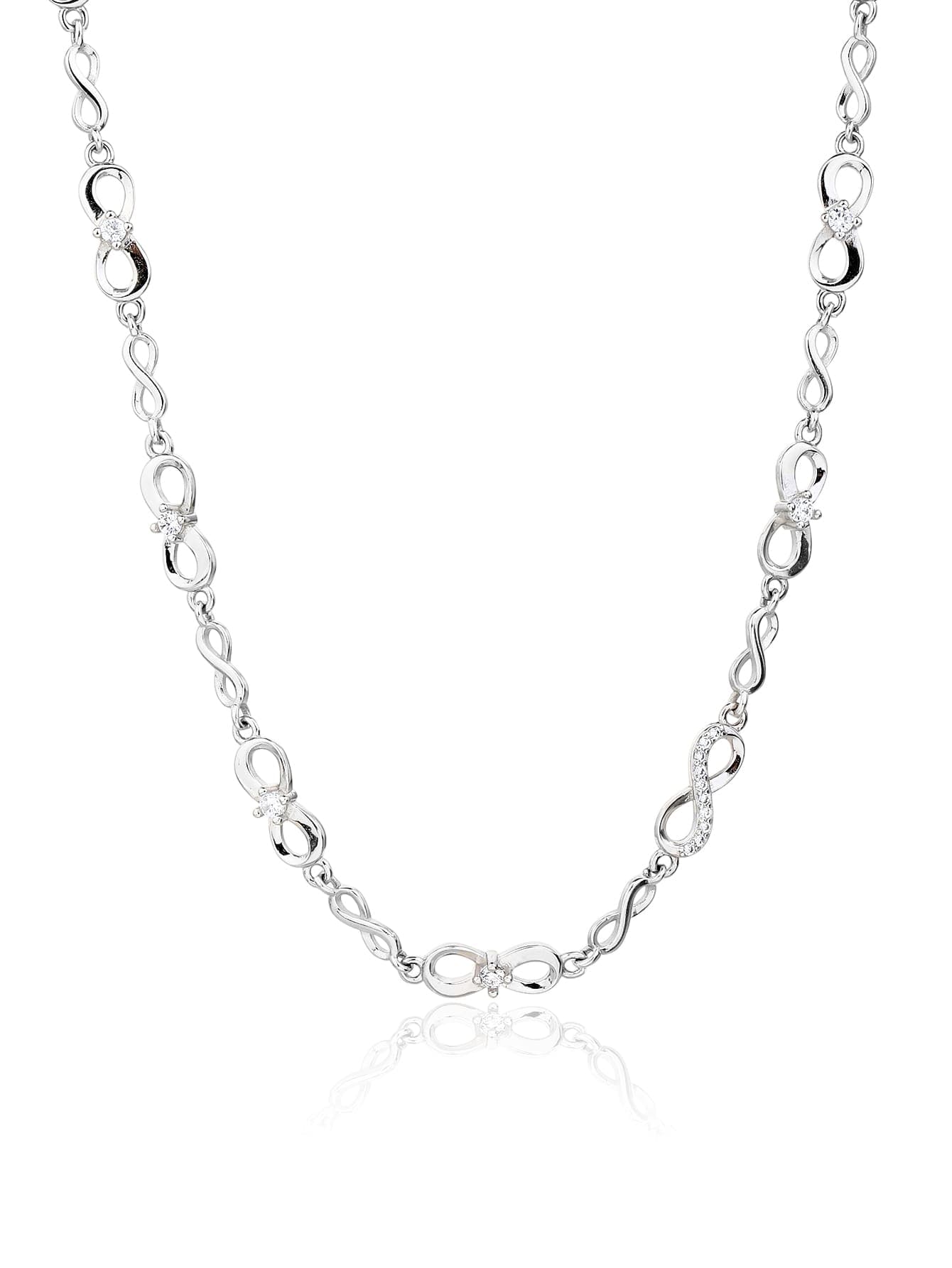 Collar de plata símbolo del infinito con piedras de circonita (44+4 cm) 1
