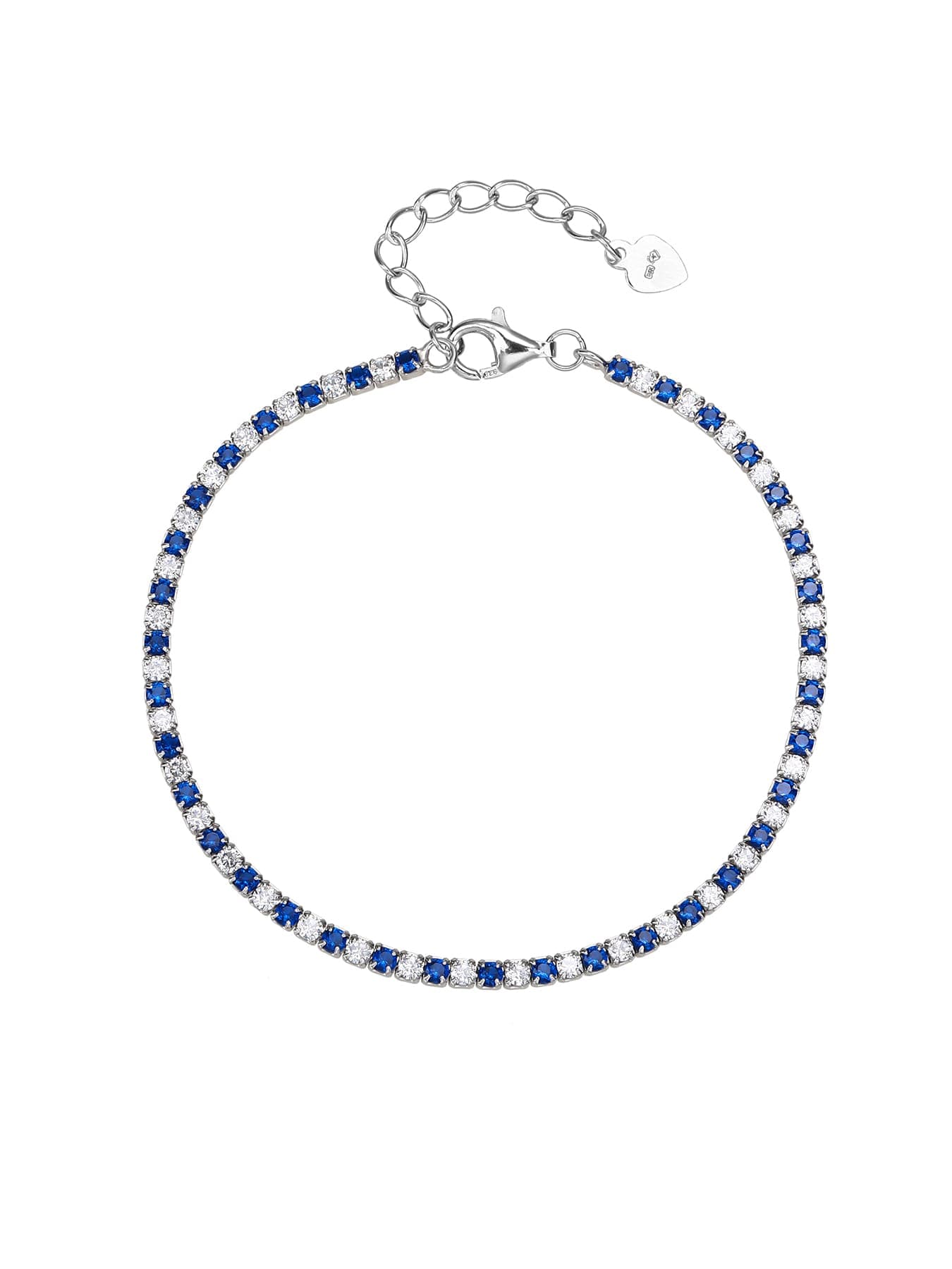 Azul y piedra blanca de circonita pulsera tennis - 16+4 cm 1