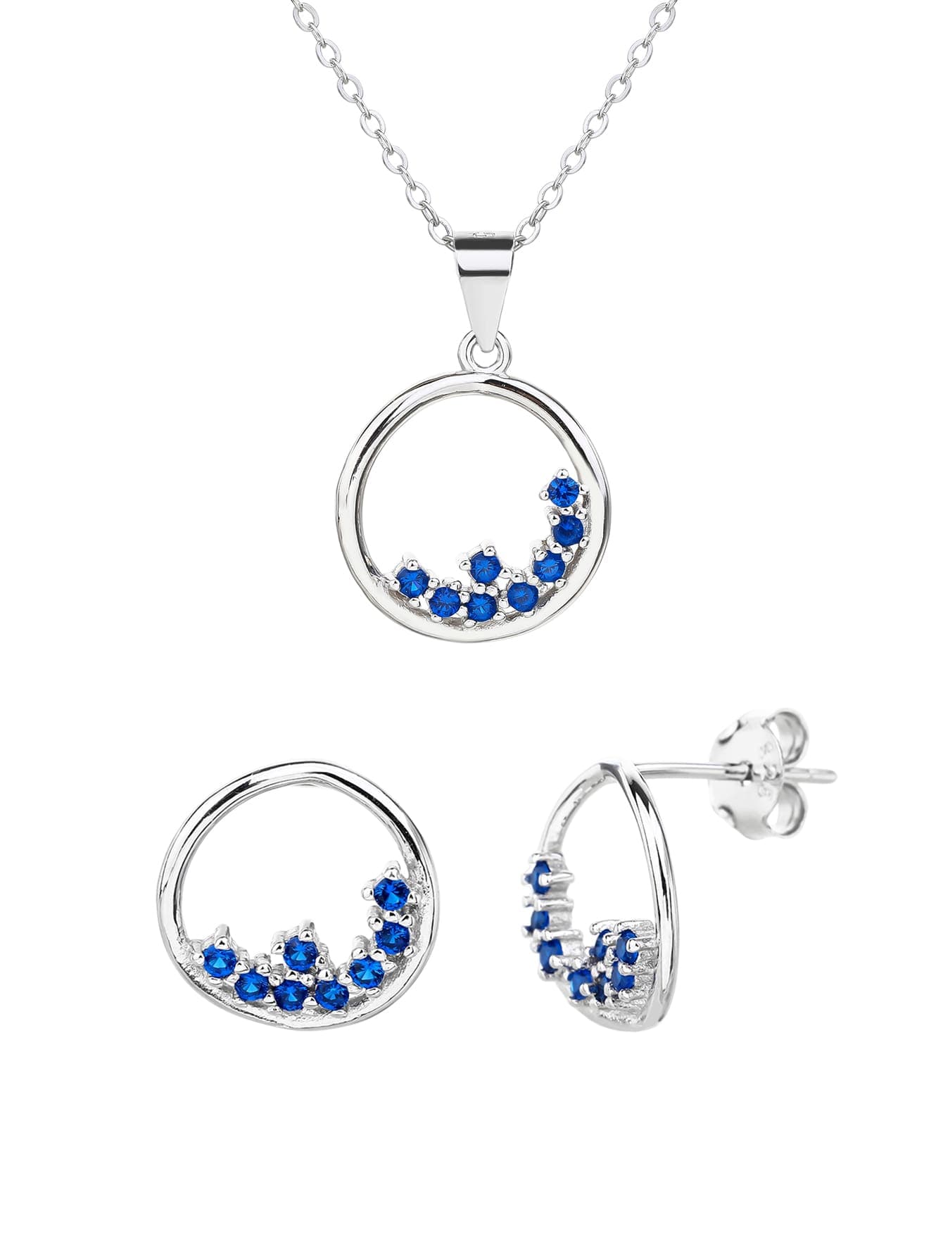 Redondo piedra azul conjunto de joyería - elegancia y glamour 1