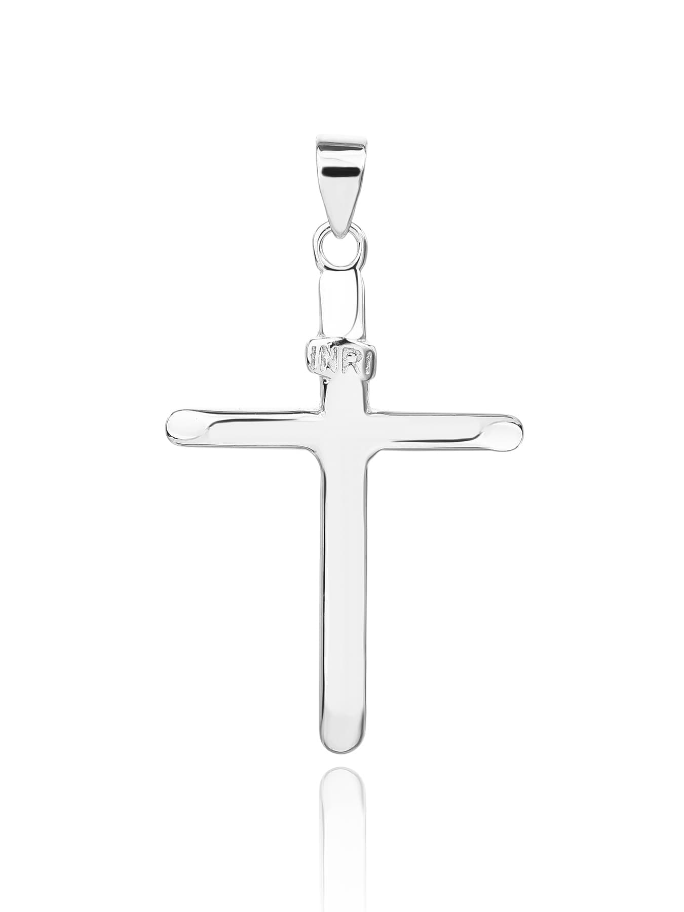 Con baño de rodio cruz colgante con "INRI" inscripción 1