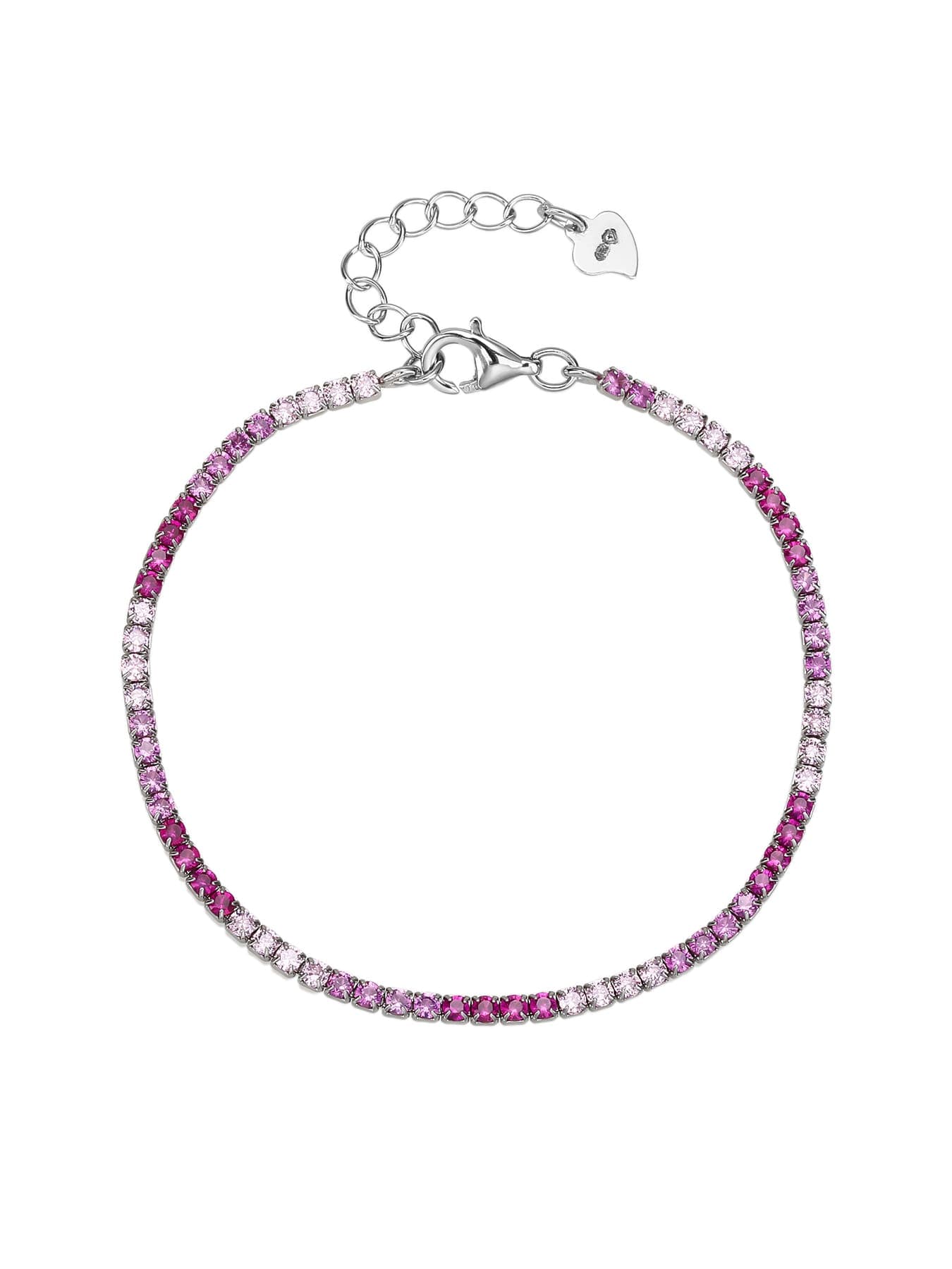 Rosa y piedra blanca de circonita pulsera tennis - 16+4 cm 1