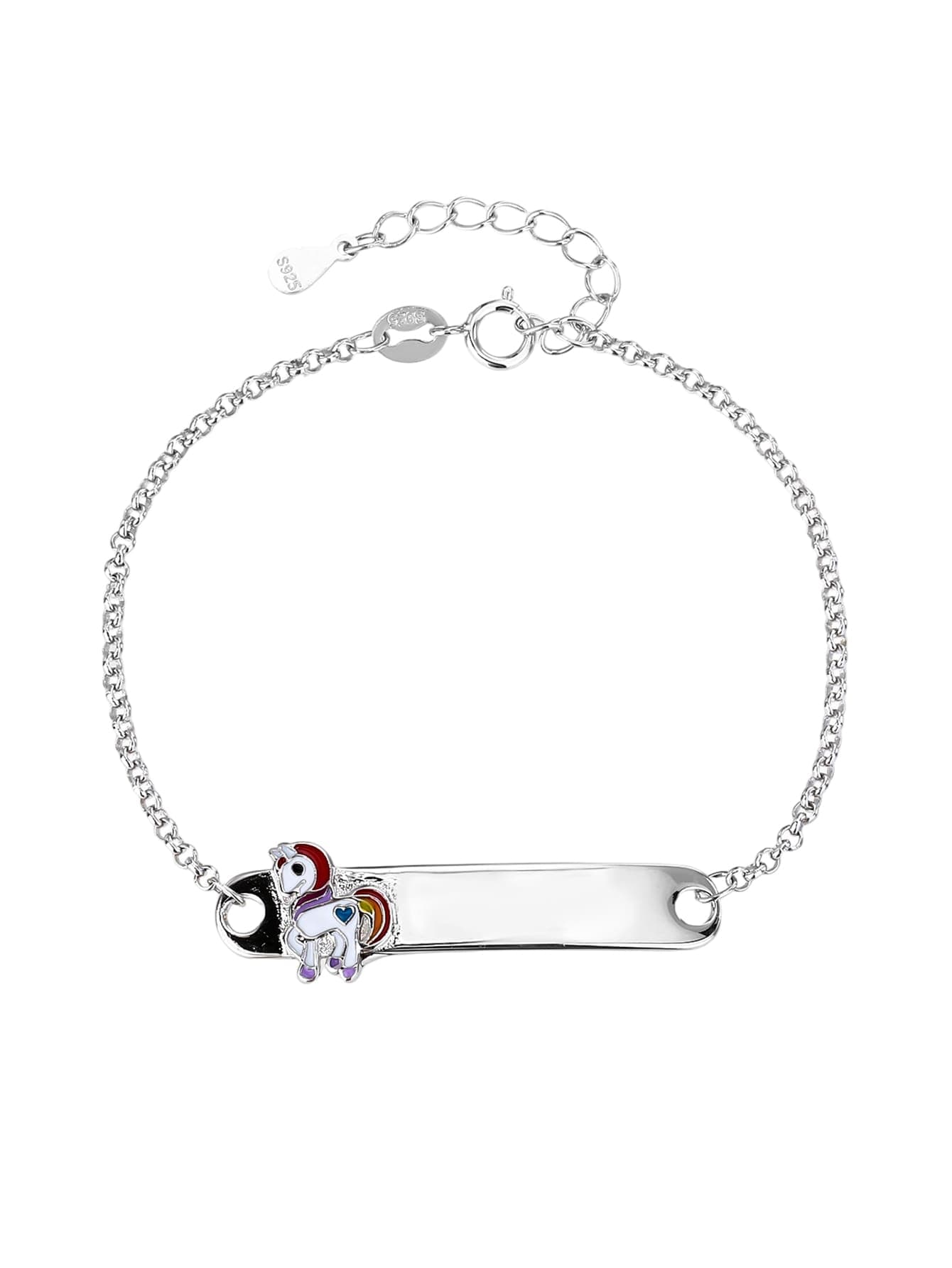 De niño pulsera de plata con figura de unicornio, grabable (15+4 cm) 1