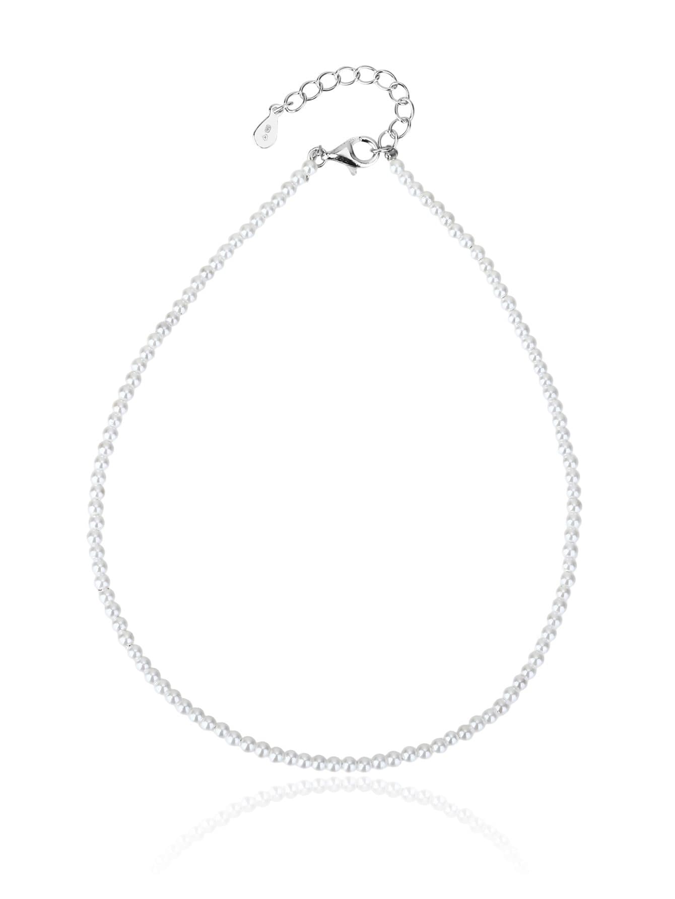 Tobillera de plata con blanco concha cuentas, plata AG 925 con baño de rodio 1