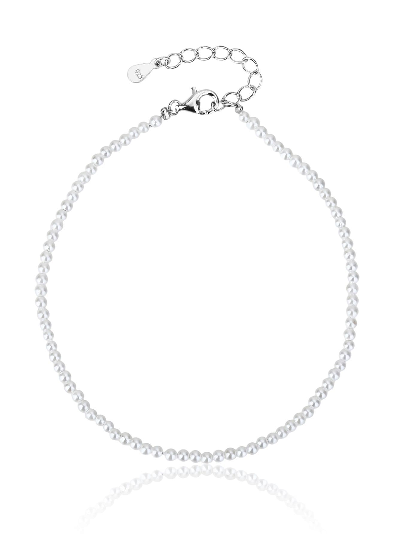 Concha cuenta pulsera, plata AG 925 con baño de rodio (18 + 4 cm) 1
