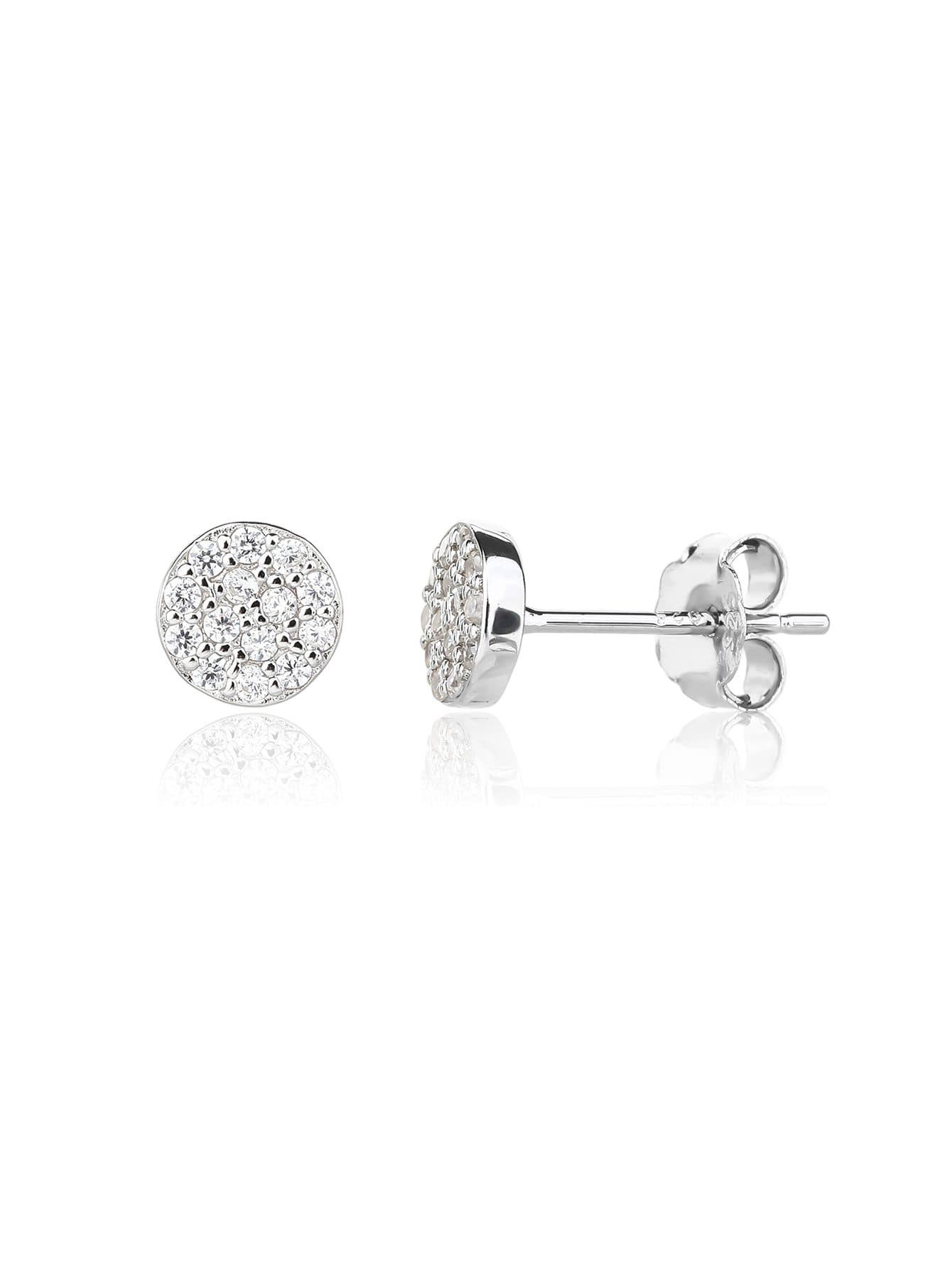 Circular pendientes de plata con múltiples piedras y cierre de clip 1