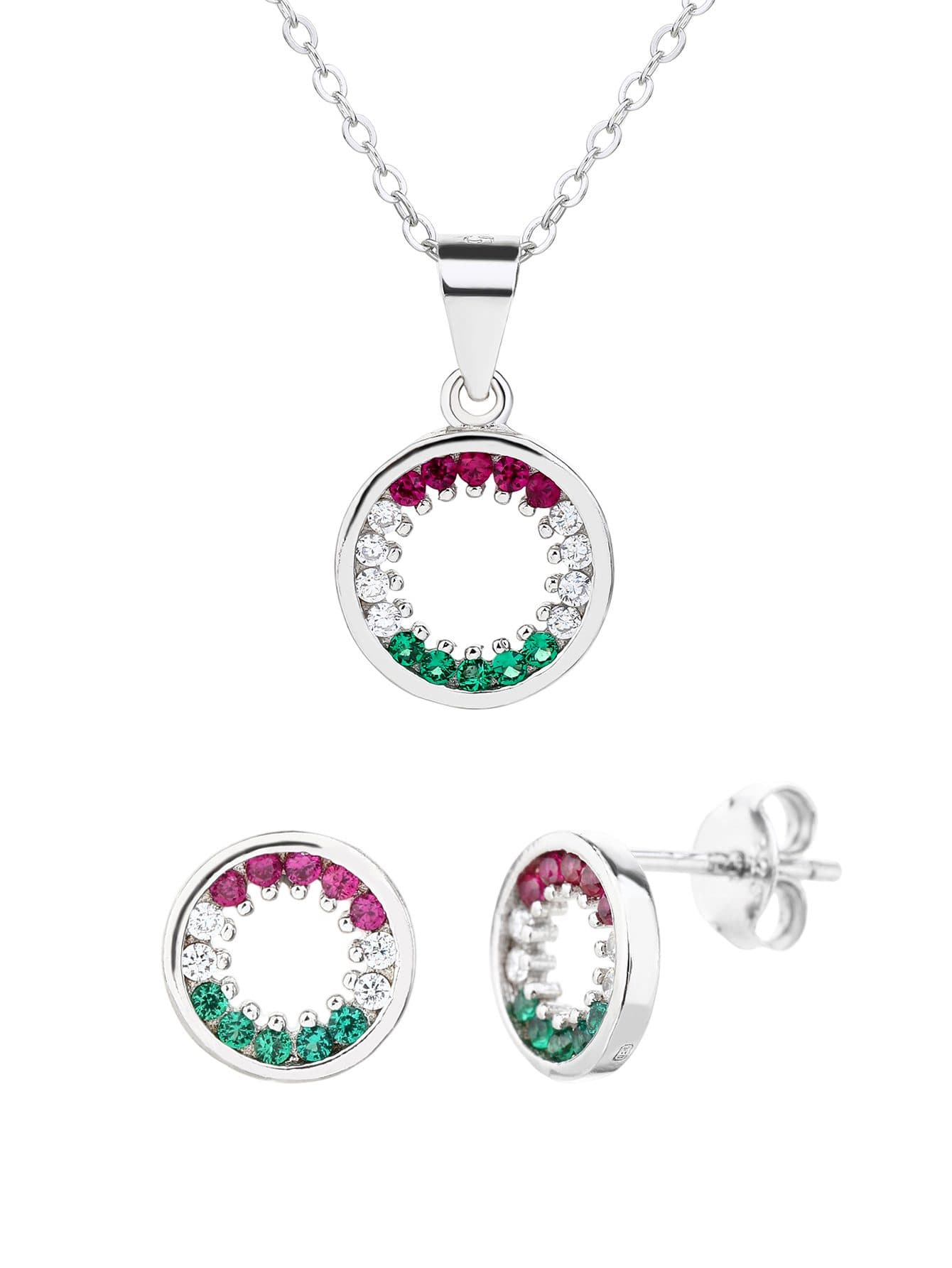 Luz Nacional – tricolor libertad conjunto de colgante y pendientes, plata AG 925 con baño de rodio 1